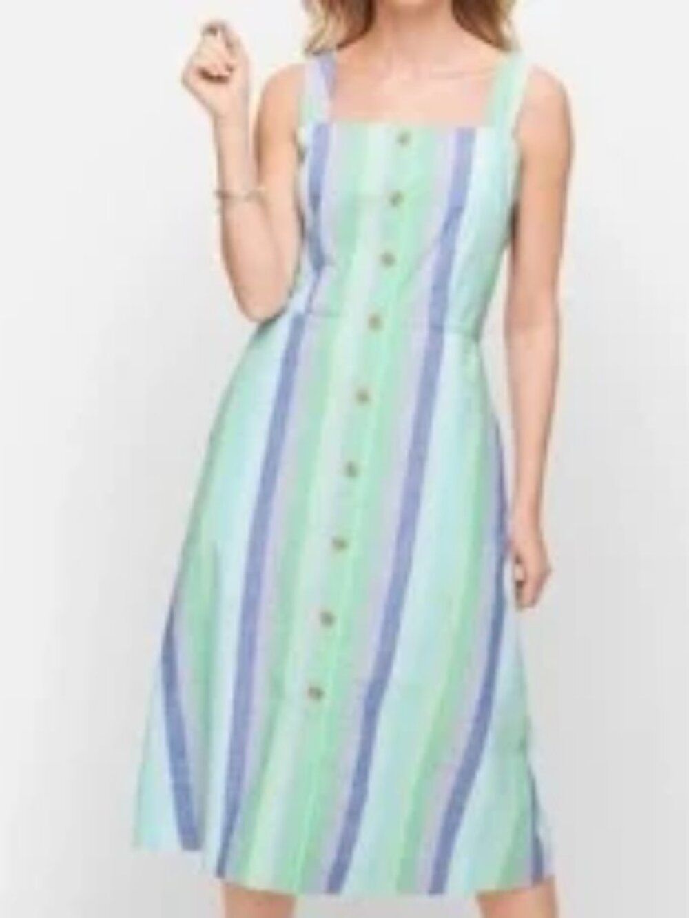 Talbots Vertical Stripe Midi Beachcomber Sundress in Mint and Blue